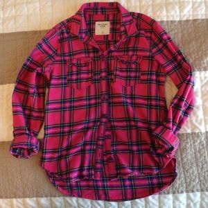 Pink Abercrombie & Fitch Plaid Shirt